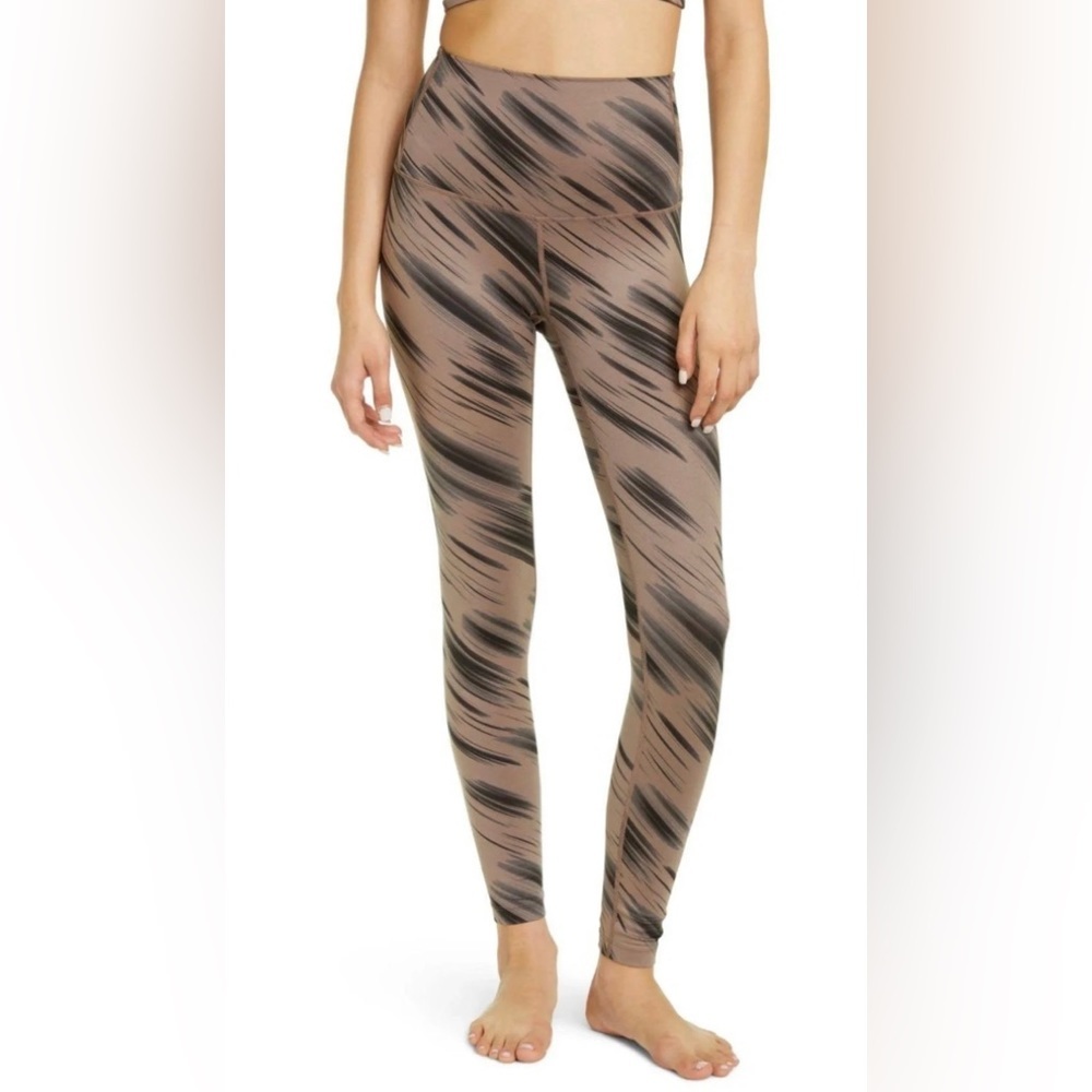 Zella Wellness High Waist Legging Tan Dusk Light Streak Print Size XS New